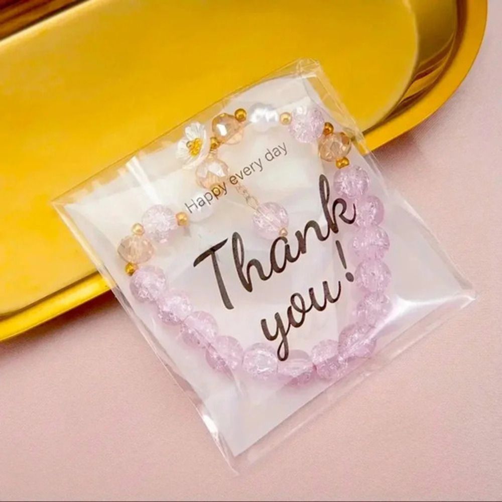 50pcs Thank You Printed Self-Adhesive Plastic Bags